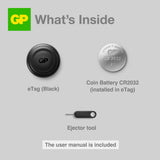 GP eTag Smart Tracker musta