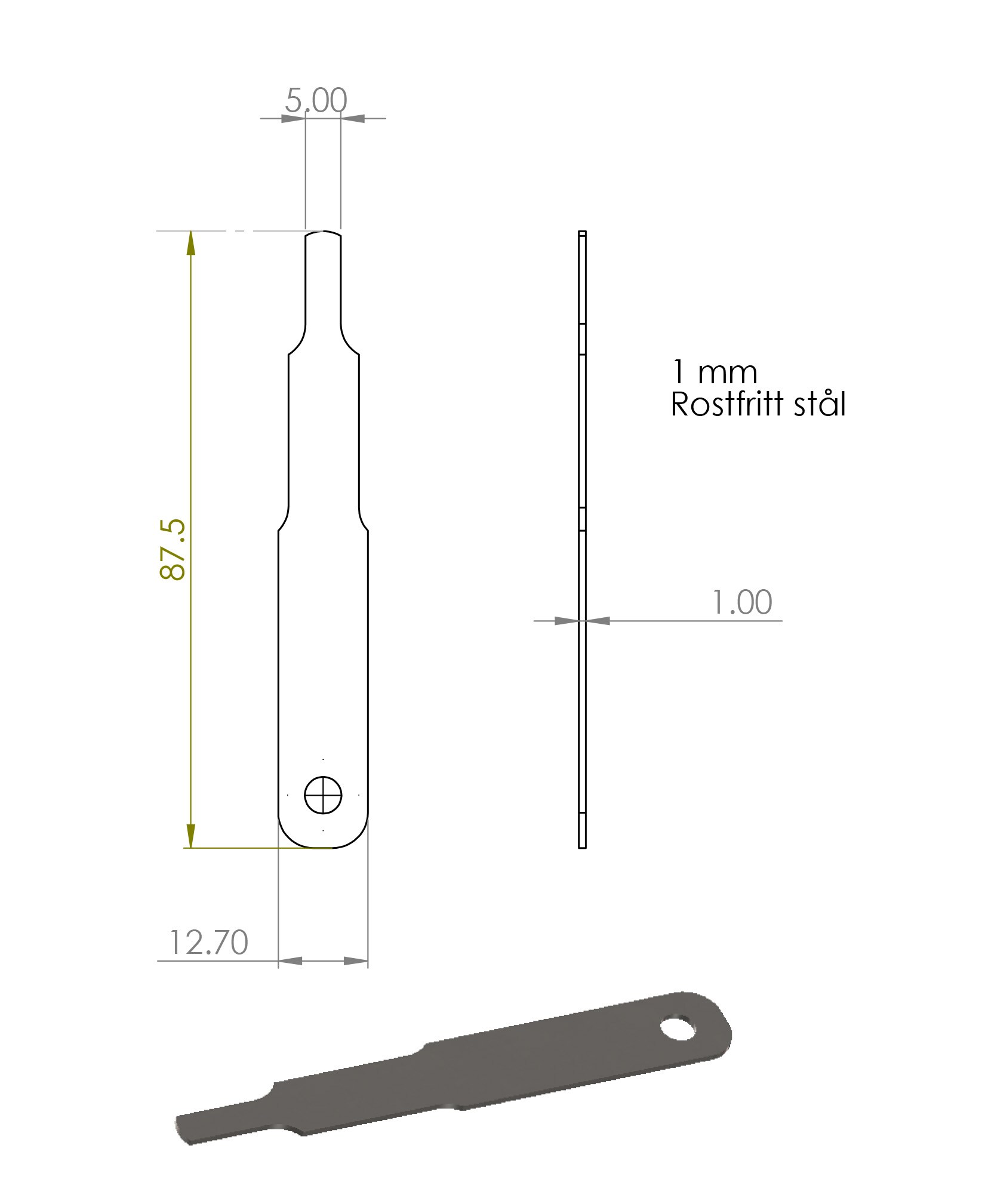 Tuntomittari 1 mm Raket 95:lle CIK/FIA-standardia varten.