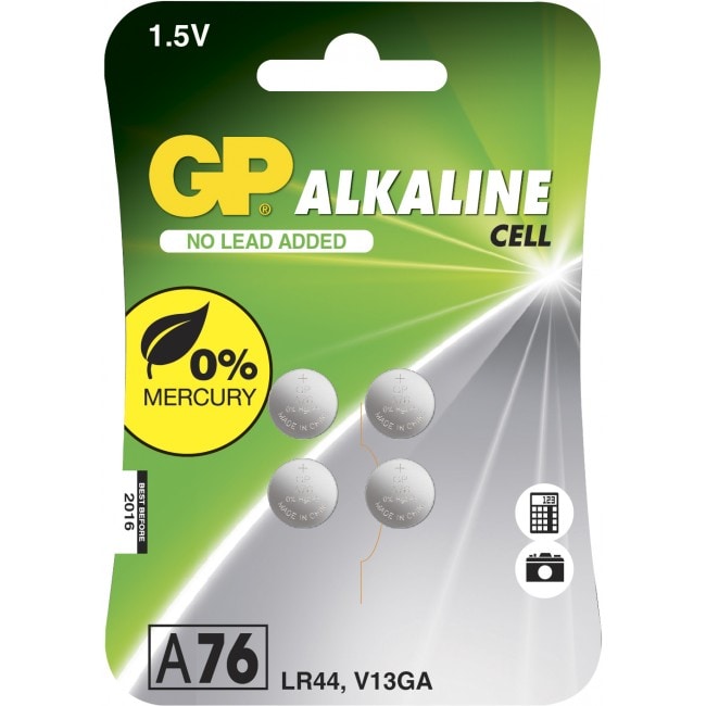 GP-nappiparisto 1,5 V, A76 / LR44, 4 kpl