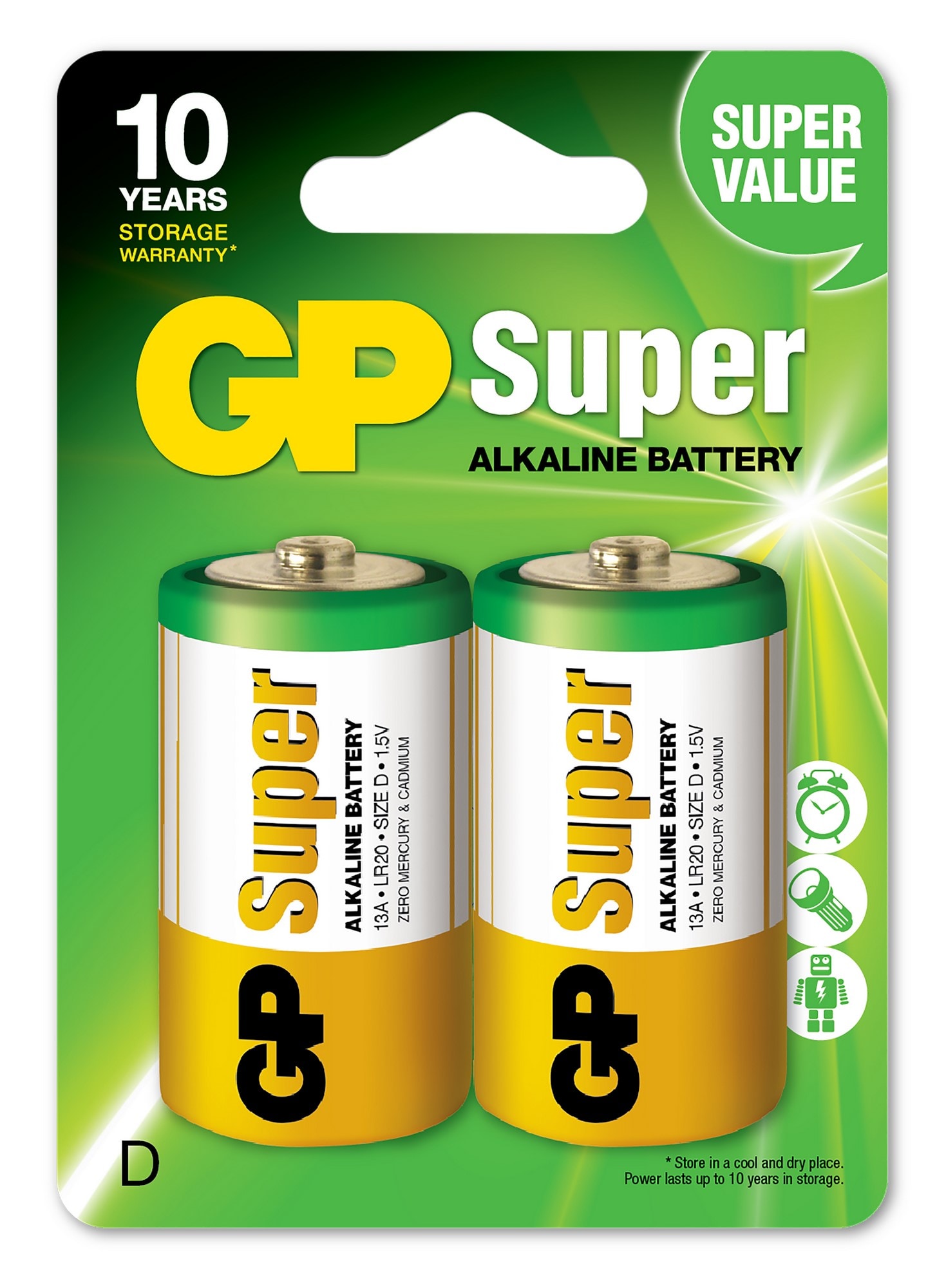 GP Super Alkaline D-paristo, 13A/LR20, 2-pack